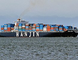 HANJIN XIAMEN - 304m (ex) [IMO:9312755] Containerschiff (Container ship) Neuer Name: SM LONG BEACH Aufnahme: 2014-08-23 Baujahr: 2007 | DWT: 80855t | Breite: 40m | Tiefgang: 14,2m |...