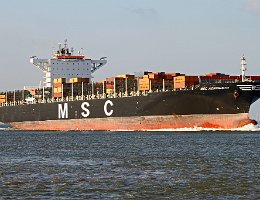 MSC AGROGENTO - 300m [IMO:9618276] Containerschiff (Container ship) Aufnahme: 2016-11-11 Baujahr: 2013 | DWT: 110652t | Breite: 48m | Ladekapazität: 8772 TEU Geschwindigkeit: 22 kn