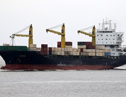 AZARGOUN - 207m [IMO:9283019] Containerschiff (Container ship) Aufnahme: 2016-03-19 Baujahr: 2003 | DWT: 33850t | Breite: 30m | Tiefgang: 11,4m | Ladekapazität: 2478 TEU...