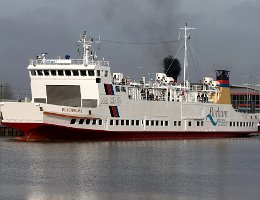 MÜNSTERLAND - 78m [IMO:8601989] Autofähre (Car ferry) LNG Antrieb (ab 2021) Aufnahme: 2018-02-17 Baujahr: 1986 | DWT: 524t | Breite: 12m | Tiefgang: 2,60m (2,45m) | Passagiere:...