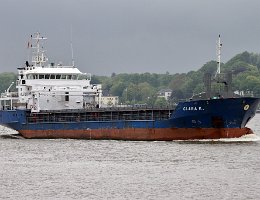CLARA K - 90m [IMO:9373321] Frachtschiff (General Cargo) Aufnahme: 2019-05-10 Baujahr: 2007 | DWT: 4285t | Breite: 15m | Tiefgang: 5,94m Maschinenleistung: 2400 KW |...