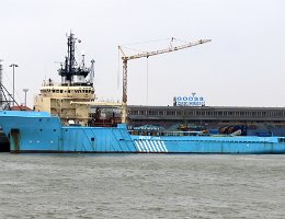 BLUE ARIES - 75m (ex) [IMO:8401963] Versorgungsschiff (Offshore Supply Ship) Neuer Name: THOR I Aufnahme: 2018-03-28 Baujahr: 1986 | DWT: 2903t | Breite: 18,5m | Tiefgang: 6,11m...