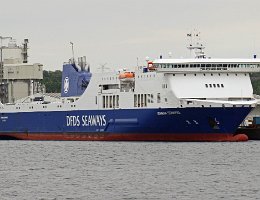 ATHENA SEAWAYS - 199m [IMO:9350680] Ro-Ro Schiff (Ro-Ro cargo) Aufnahme: 2016-08-07 Baujahr: 2007 | DWT: 8500t | Breite: 27m | Tiefgang: 6,40m | Passagiere: 600 laufende Spurmeter:...