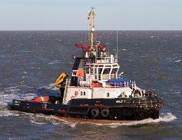 WULF 7 - 30m [IMO:9183075] Hafenschlepper (Tug) Neuaufnahme: 2019-01-02 (2014-04-13) Baujahr: 1998 | Bollard pull: 50t | Breite: 10m | Tiefgang: 4,80m Maschinenleistung:...