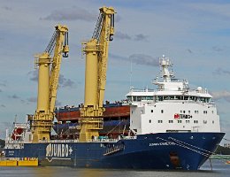 JUMBO KINETIC - 152m [IMO:9634165] Schwerlastschiff (Heavy Load Vessel) Aufnahme: 2016-07-06 Baujahr: 2014 | DWT: 14000t | Breite: 28m | Tiefgang: 8,10m Maschinenleistung: 9000 KW |...